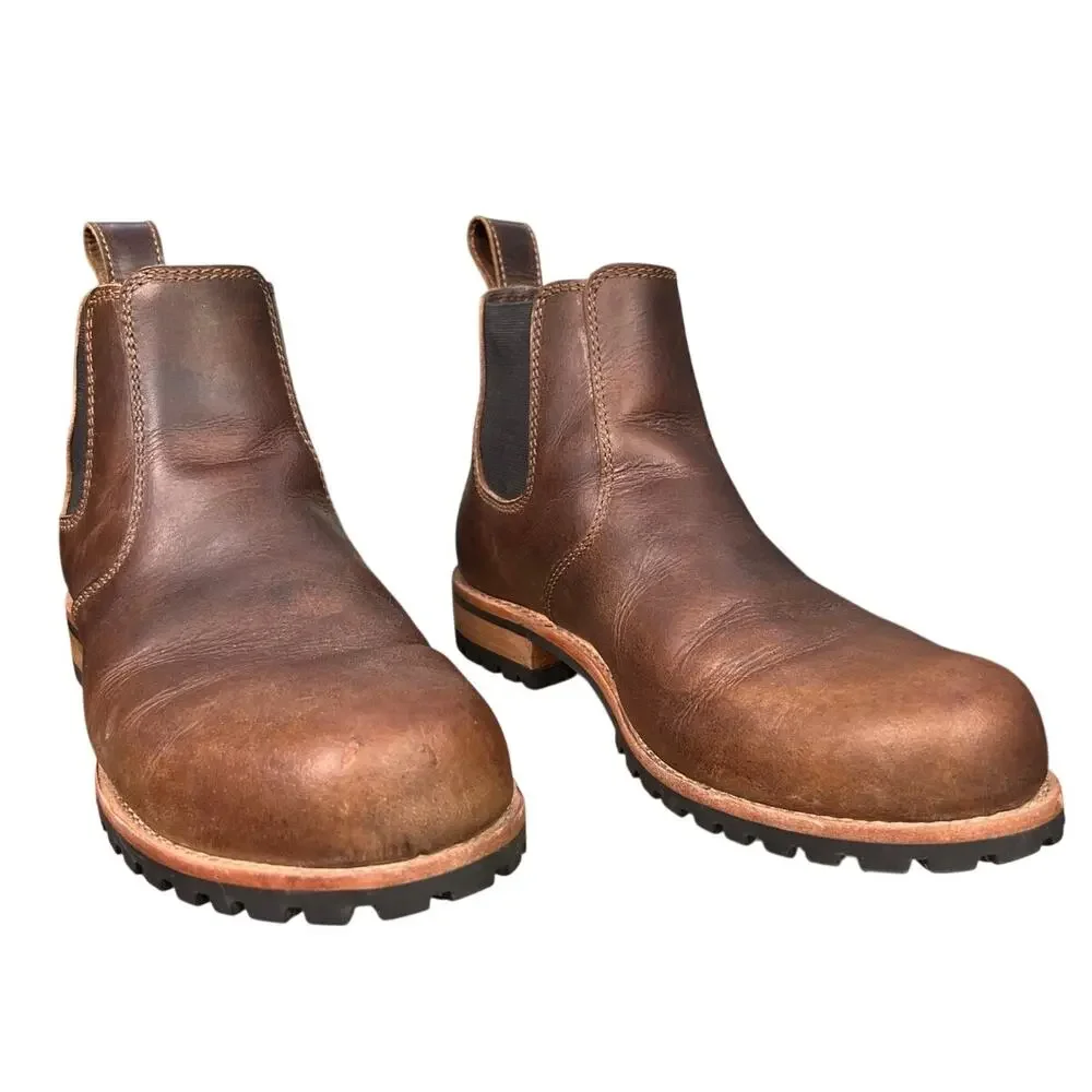 Craft & Glory Men’s Explorer Brown Leather Hiking Chelsea Boots Size US 10 EE
